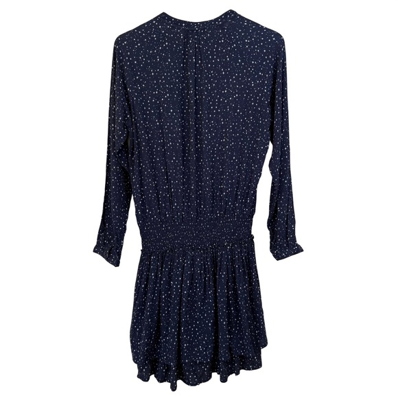 Rails Jasmine Navy Nova Star Print Smocked Waist V Neck Mini Dress MEDIUM - Picture 9 of 12